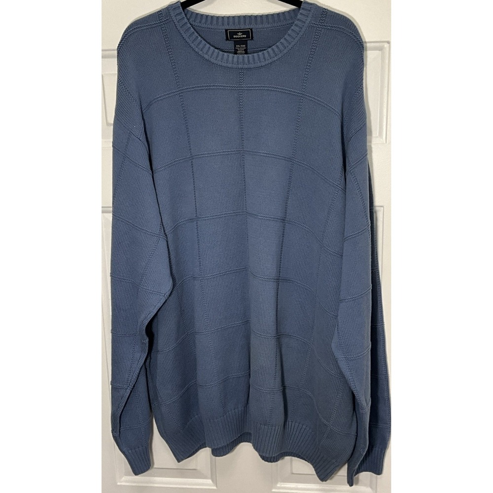 Vintage Dockers Baby Blue Crewneck Sweater Textured Hong Kong Cotton Men 4XL